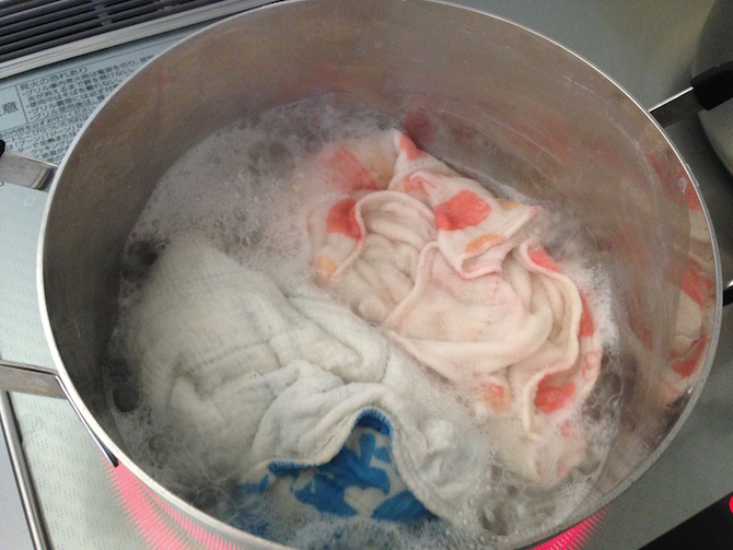 台拭きの煮洗い